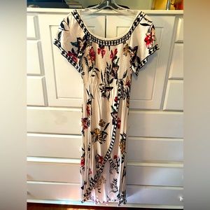Ladies XS rayon maxi front wrap floral print dress